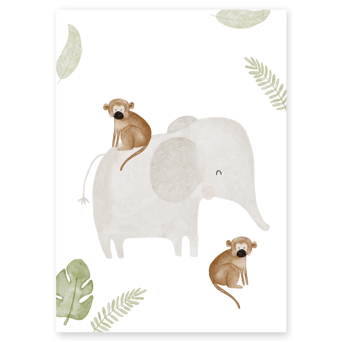 Kinderposter Elefant und Äffchen