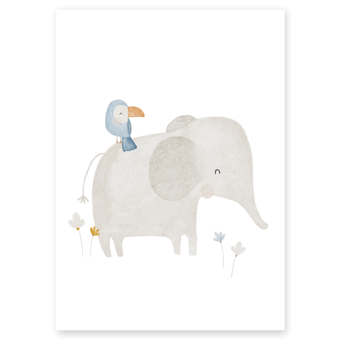 Kinderposter Elefant &amp; Tukan