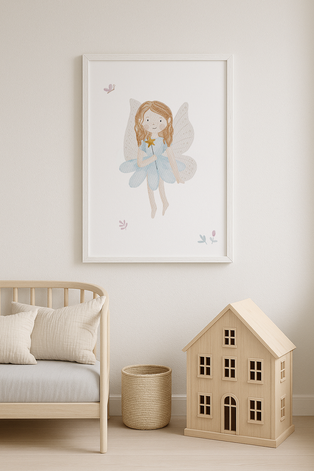 Kinderposter Fee hellblau inkl. Rahmen