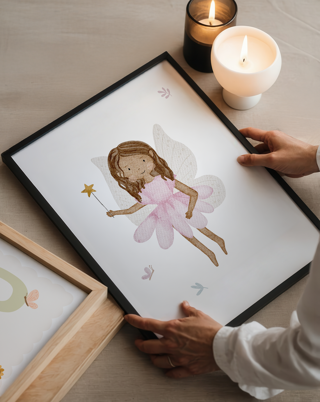 Kinderposter Fee rosa inkl. Rahmen