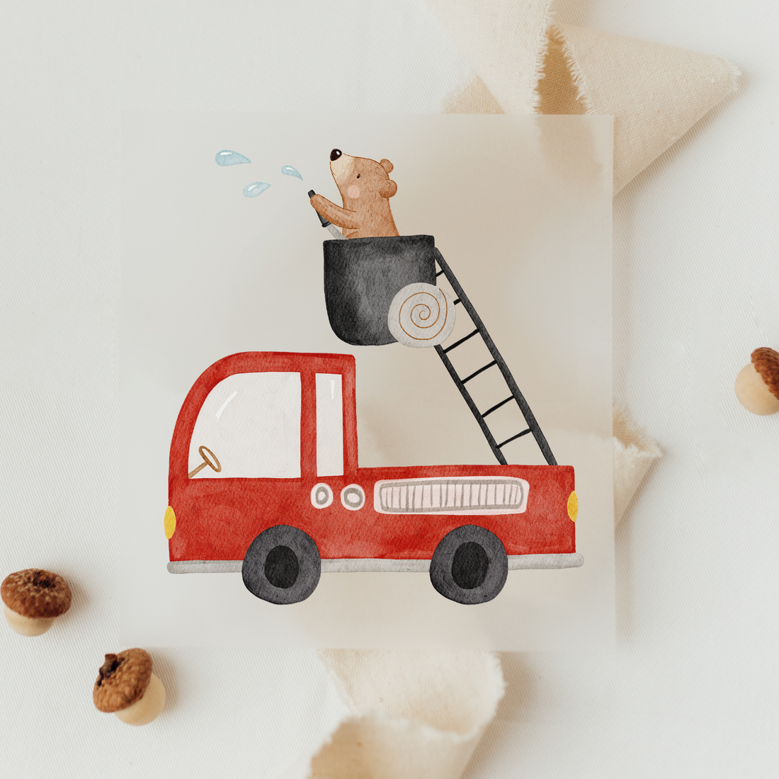 Hej Hanni Bügelbild Feuerwehrbär