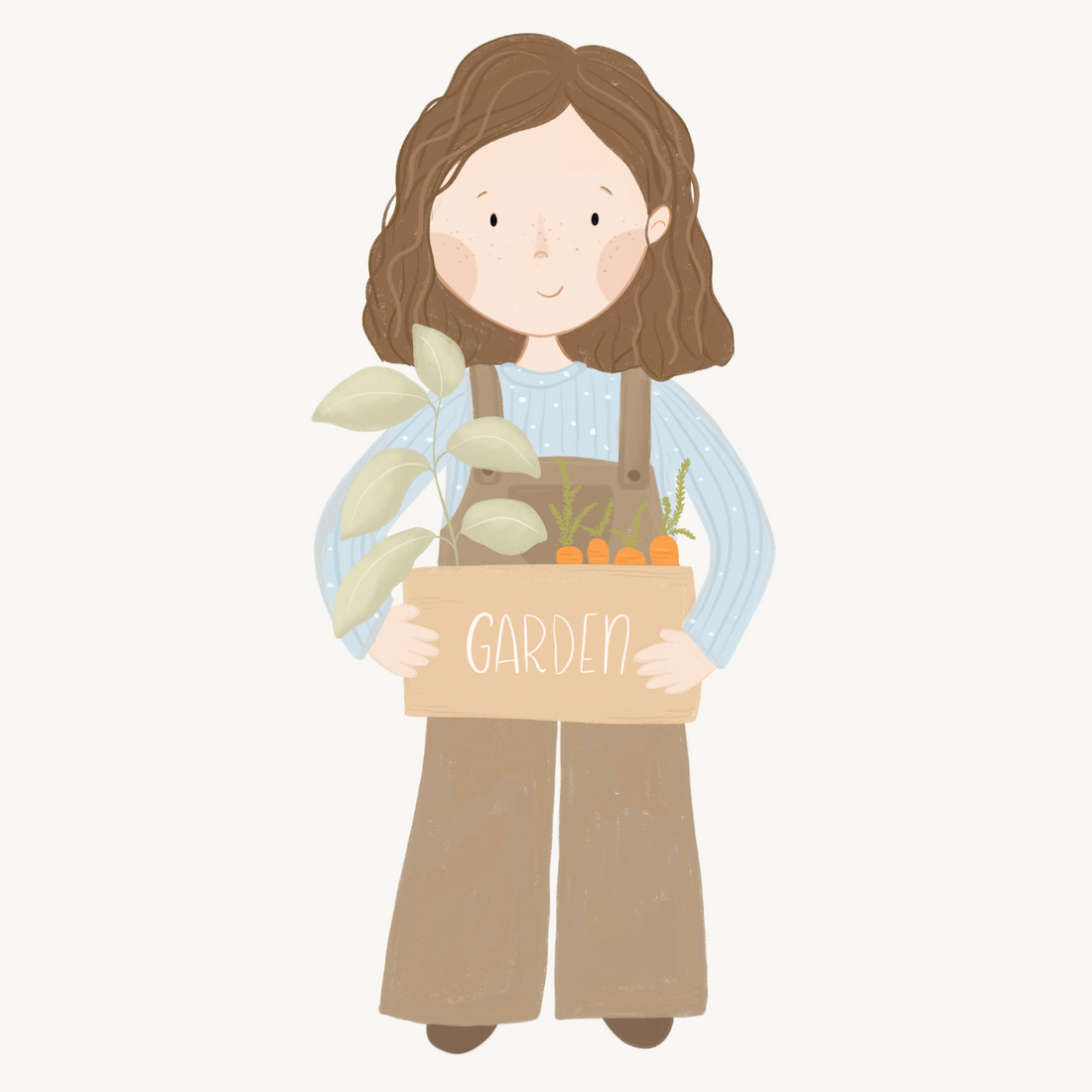 Hej Hanni Bügelbild Frau mit Gartenpflanzen