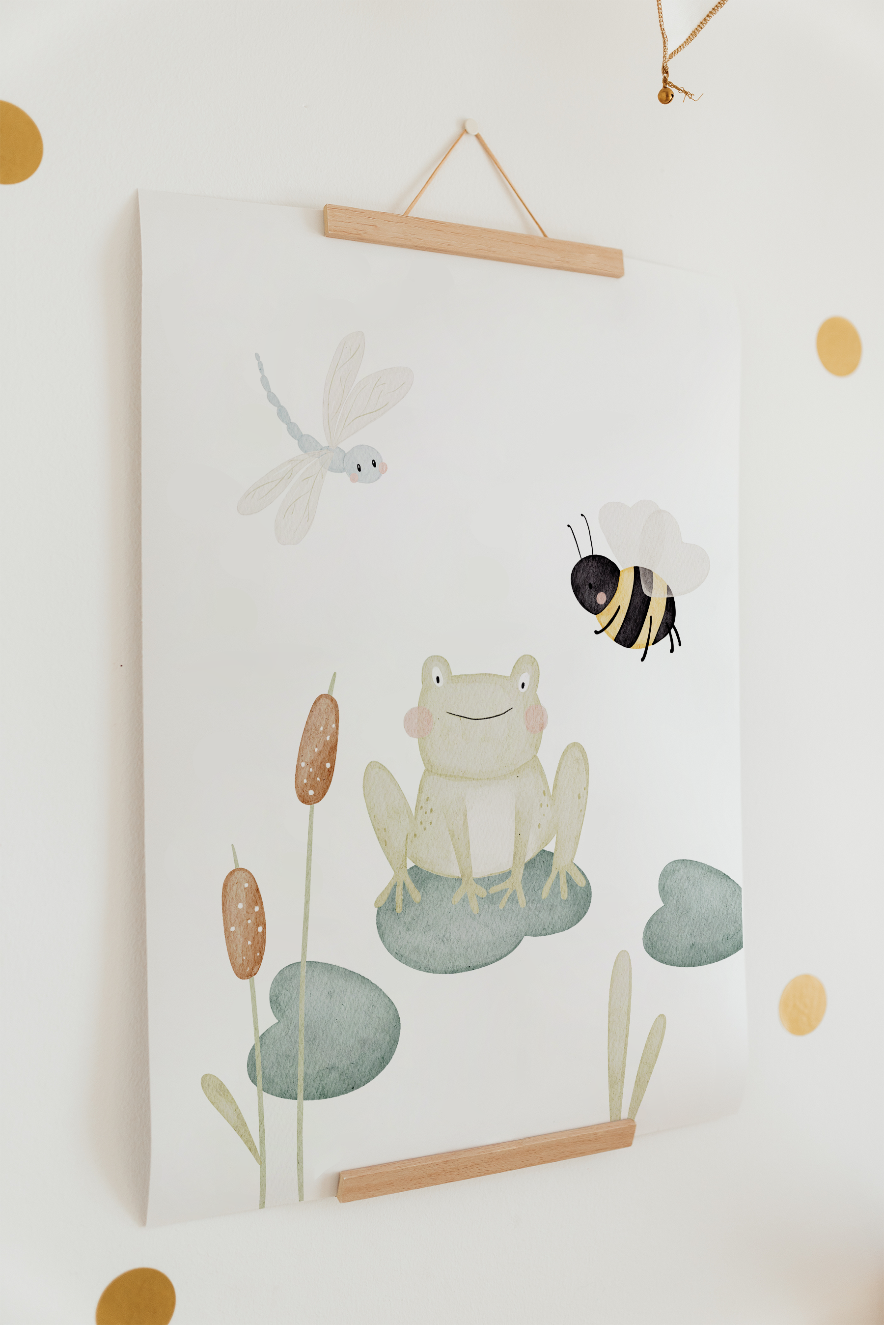 Poster Frosch, Biene &amp; Libelle A4