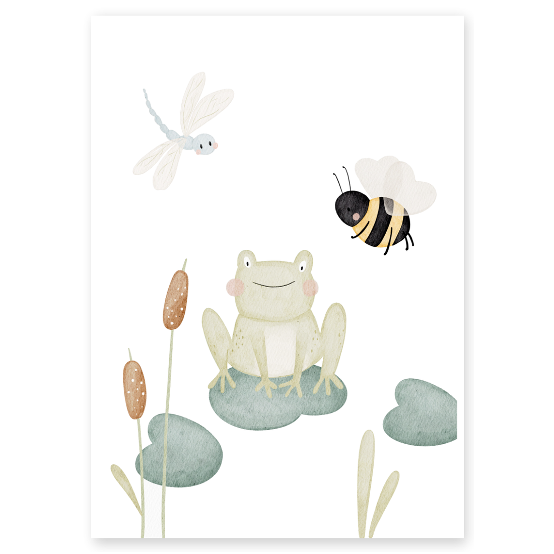 Kinderposter Frosch, Biene & Libelle