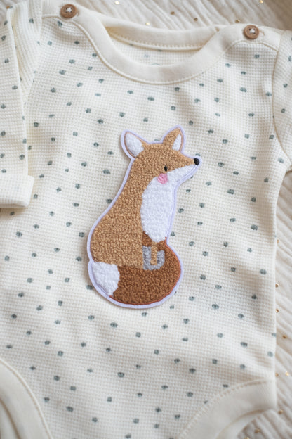 Hej Hanni Patch flauschig Fuchs braun Chenillepatch 12cm hoch