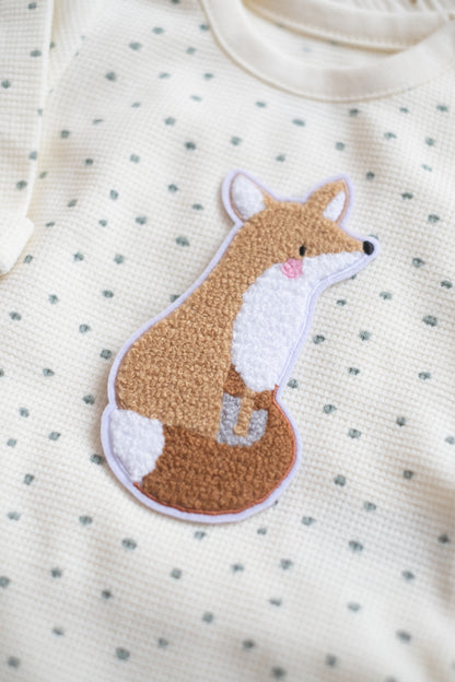 Hej Hanni Patch flauschig Fuchs braun Chenillepatch 12cm hoch