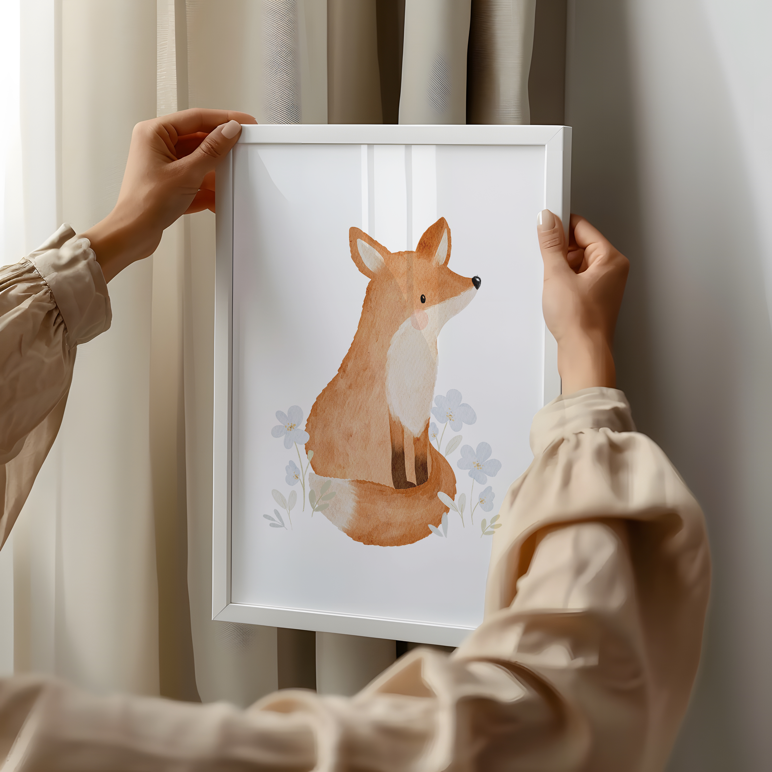Kinderposter Fuchs Blumen