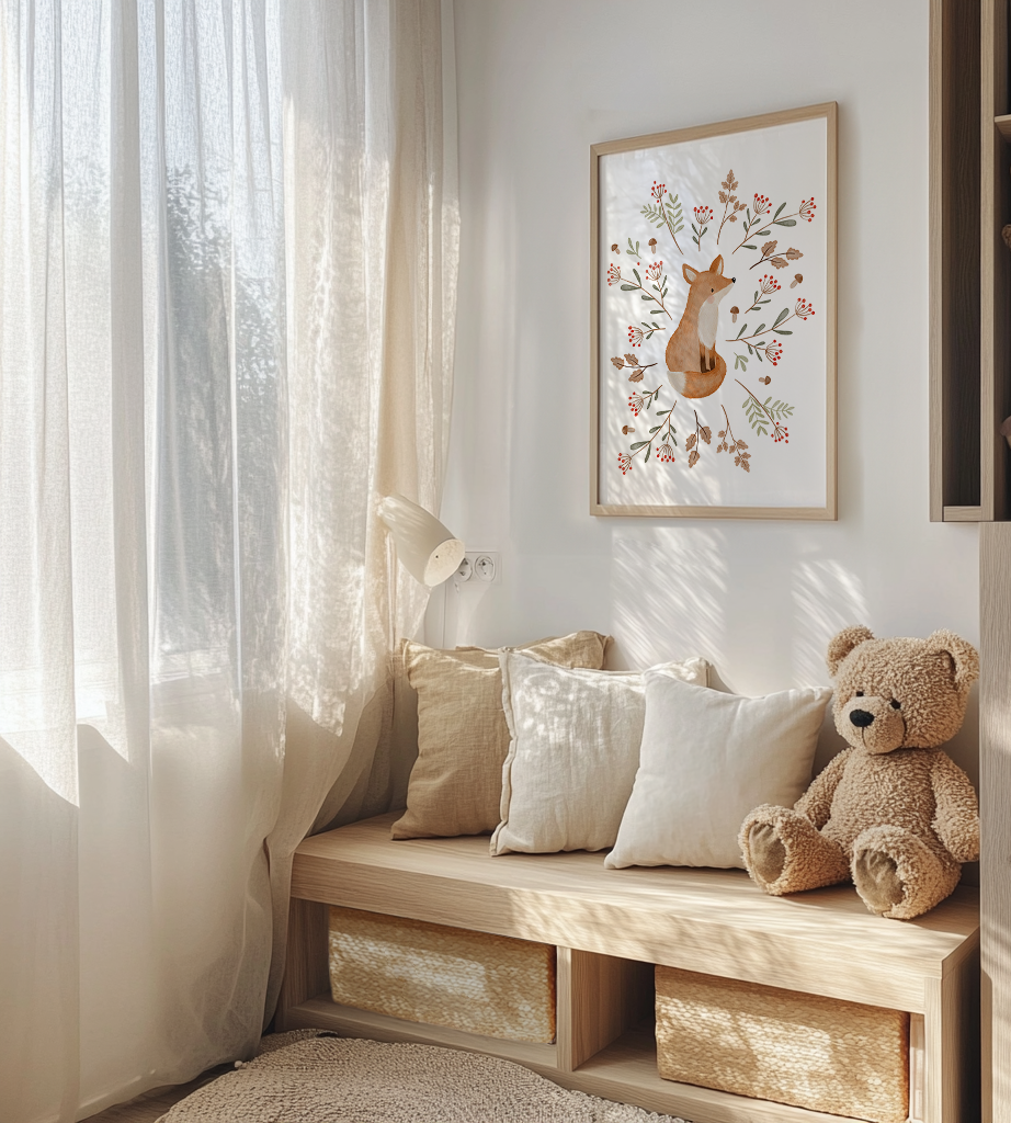 Kinderposter Fuchs Zweige