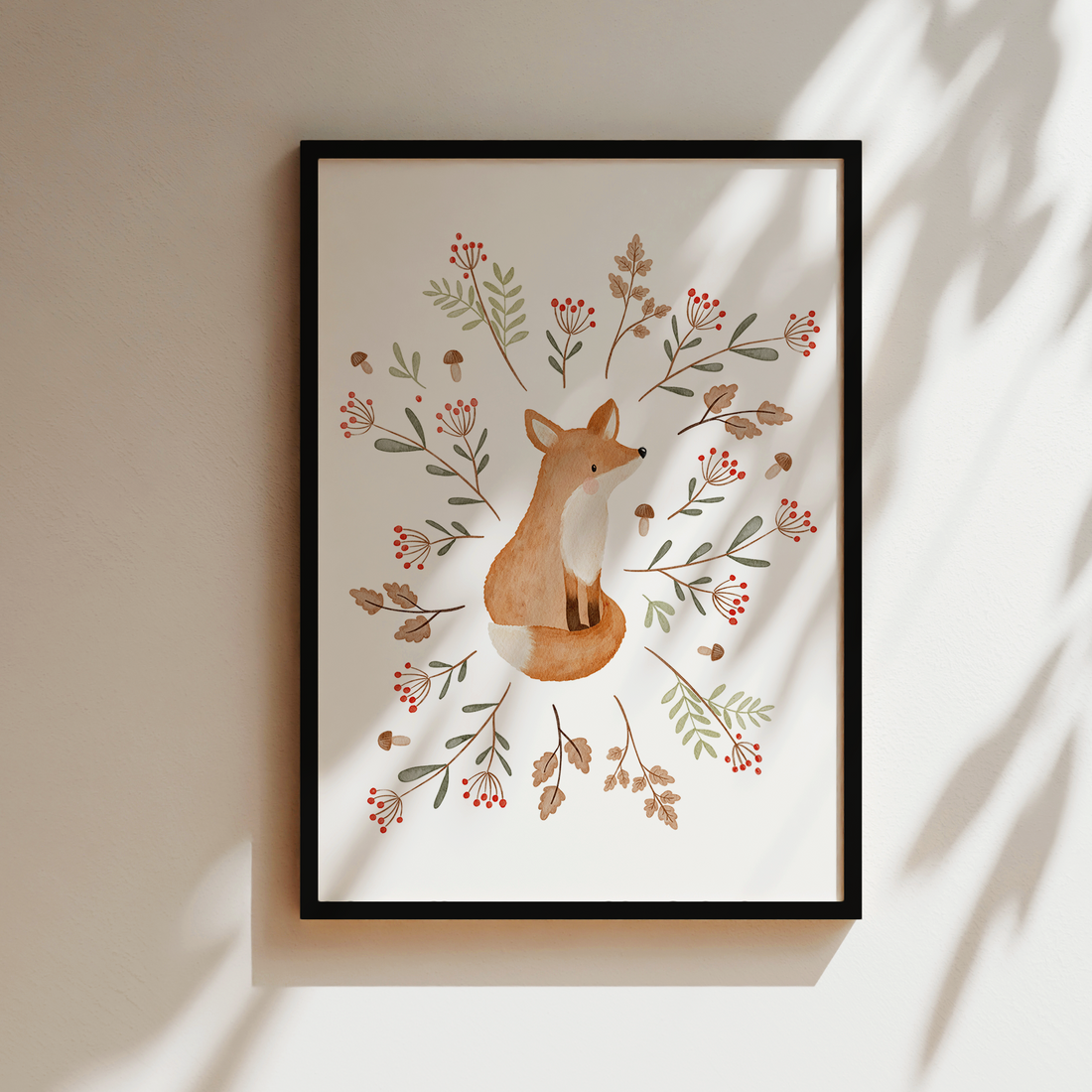 Kinderposter Fuchs Zweige inkl. Rahmen