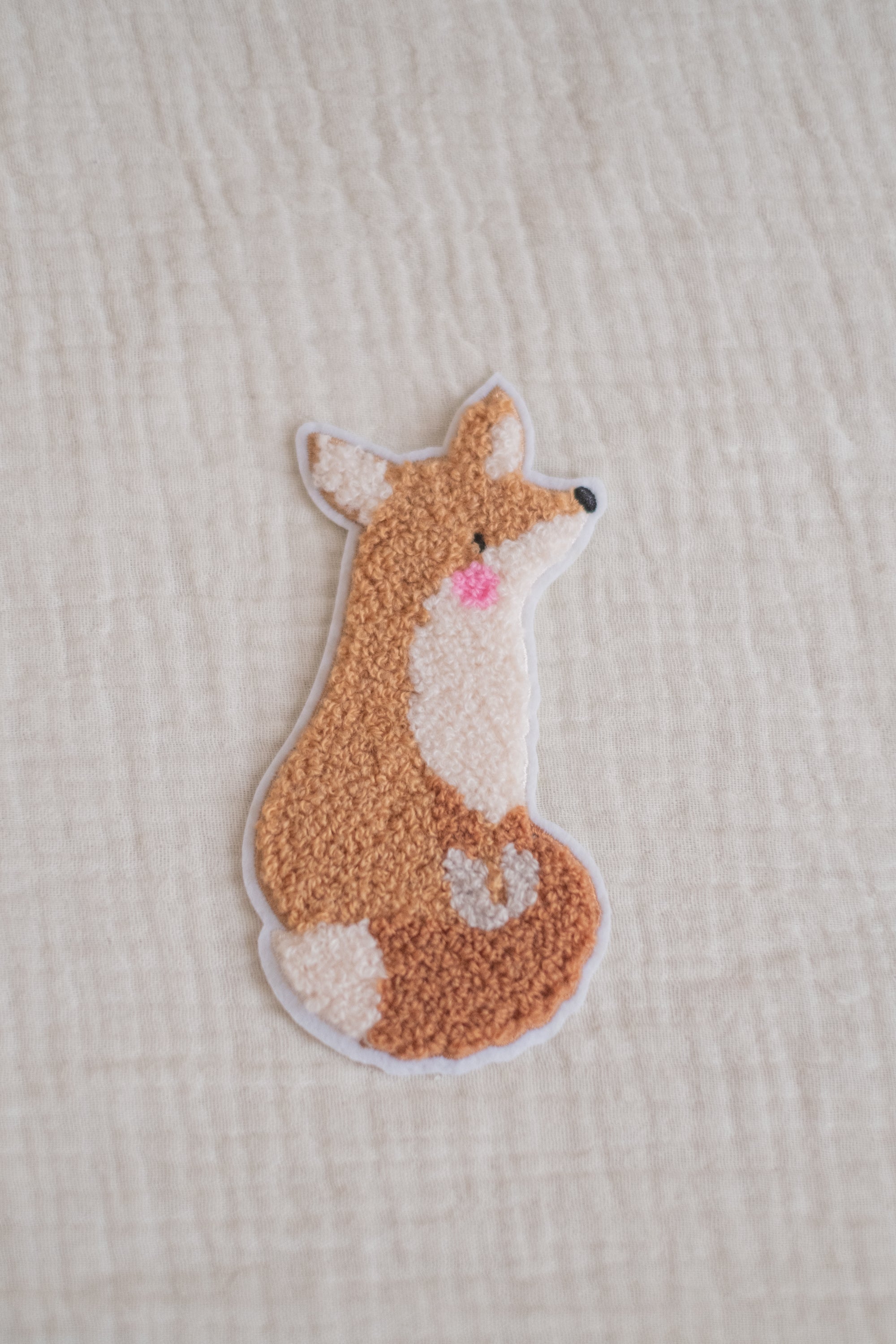 Bügelpatch Fuchs braun Chenillepatch 12cm hoch