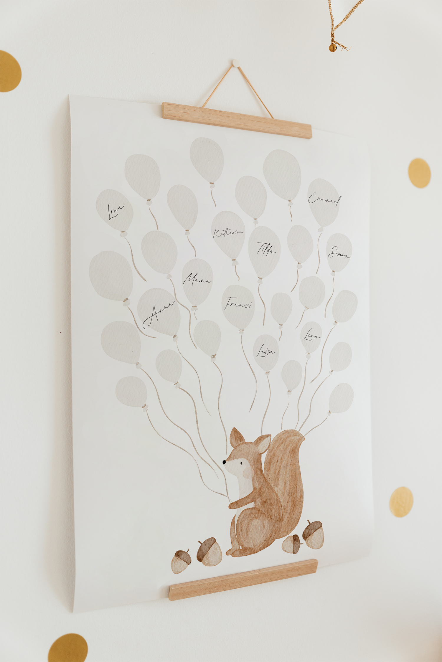Poster Gäste Eichhörnchen Ballons A4