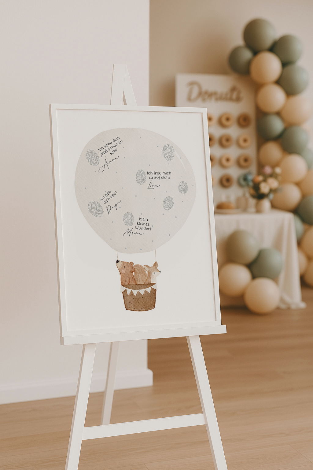 Gästeposter Heißluftballon Bär & Eichhörnchen