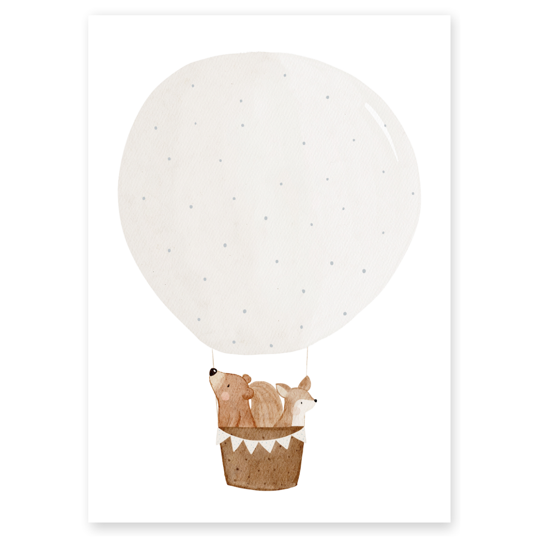 Gästeposter Heißluftballon Bär &amp; Eichhörnchen