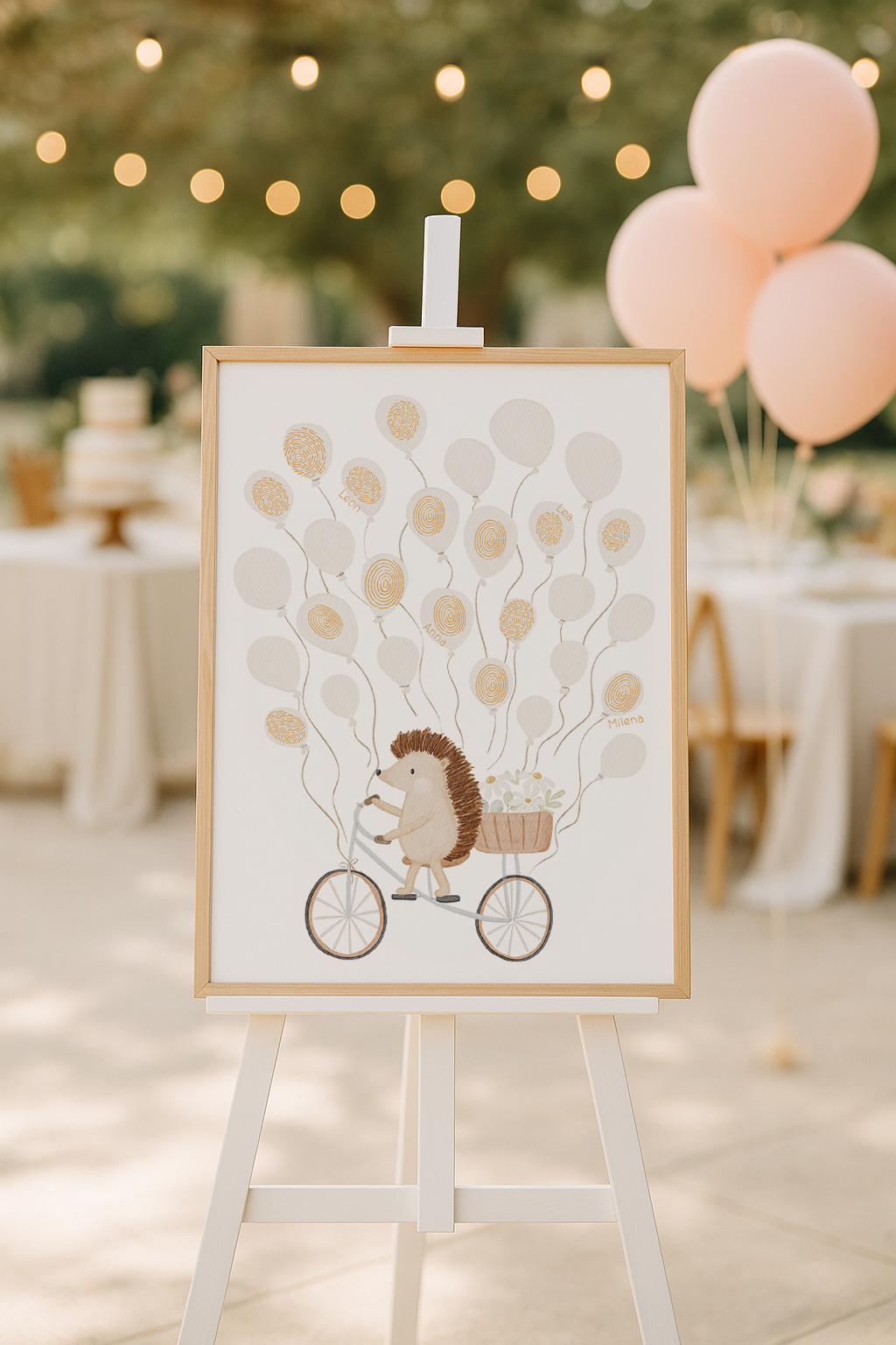 Gästeposter Igel Fahrrad Ballons