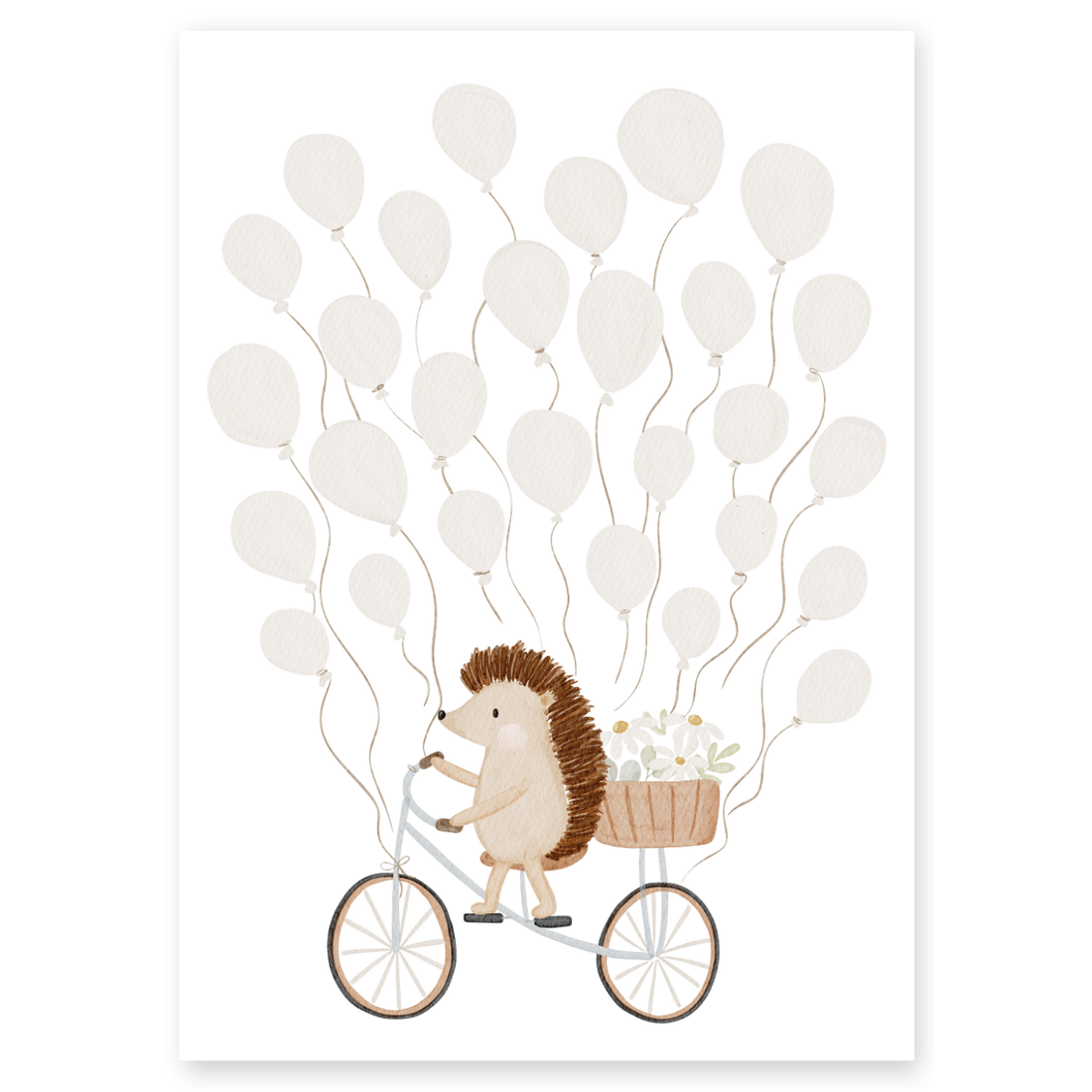 Gästeposter Igel Fahrrad Ballons