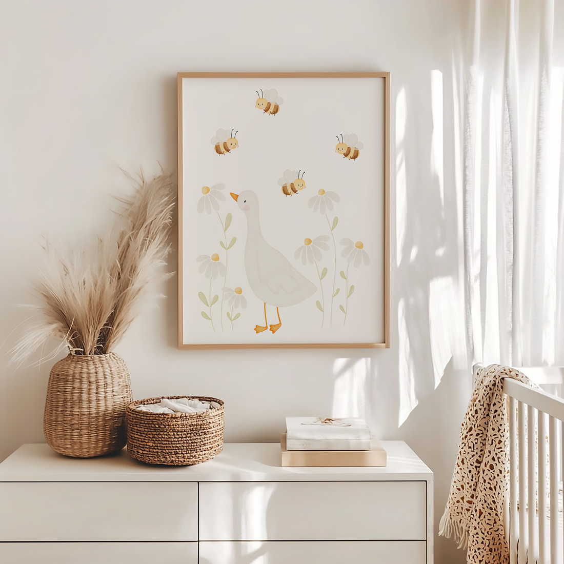 Kinderposter Gans und Bienen inkl. Rahmen