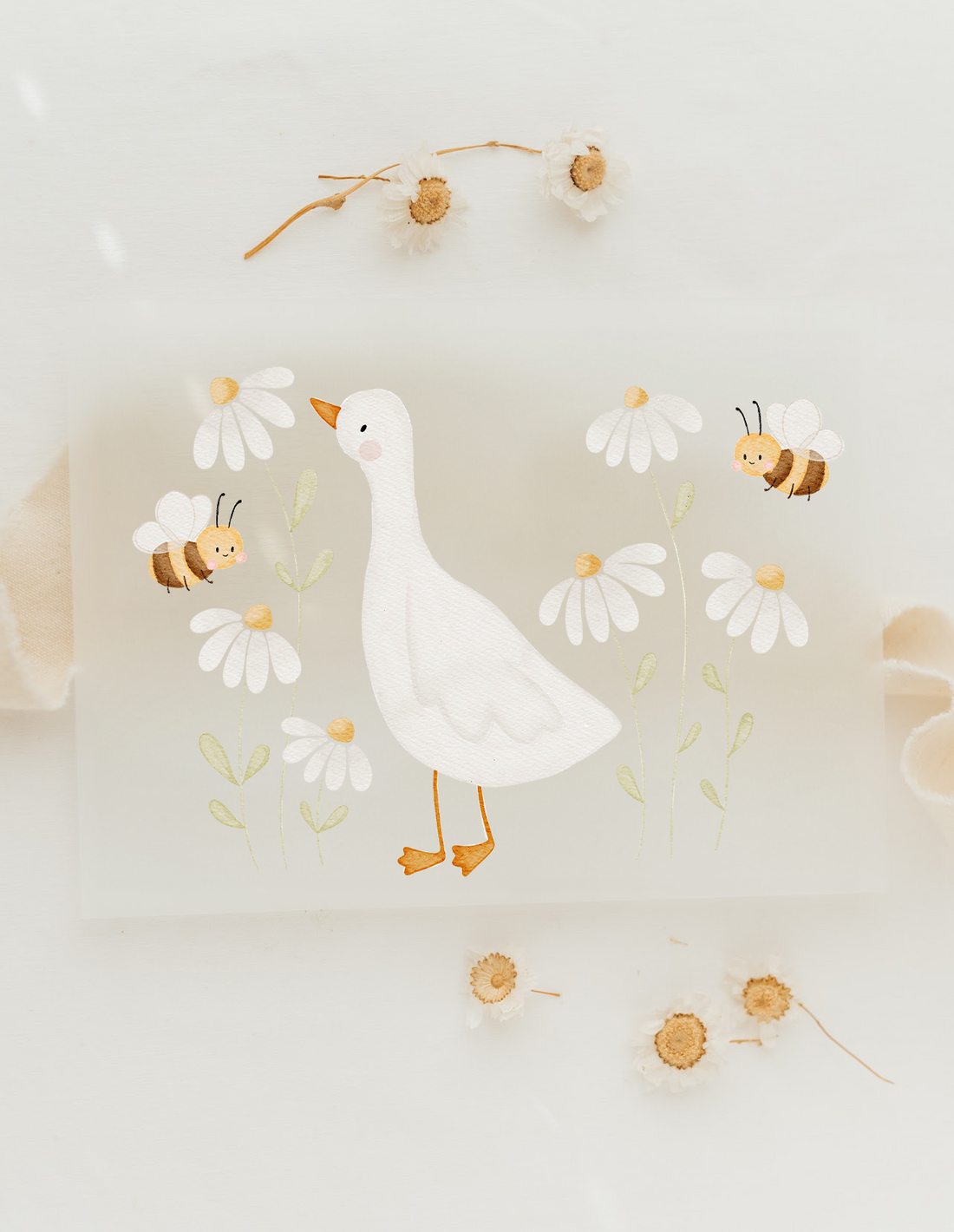 Hej Hanni Bügelbild Gans &amp; Gänseblümchen &amp; Bienen