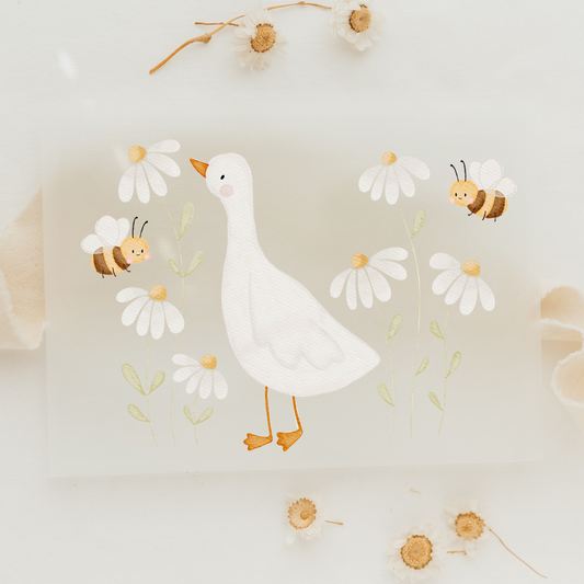 Hej Hanni Bügelbild Gans & Gänseblümchen & Bienen