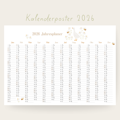 Kalenderposter 2026 Gans &amp; Bienen