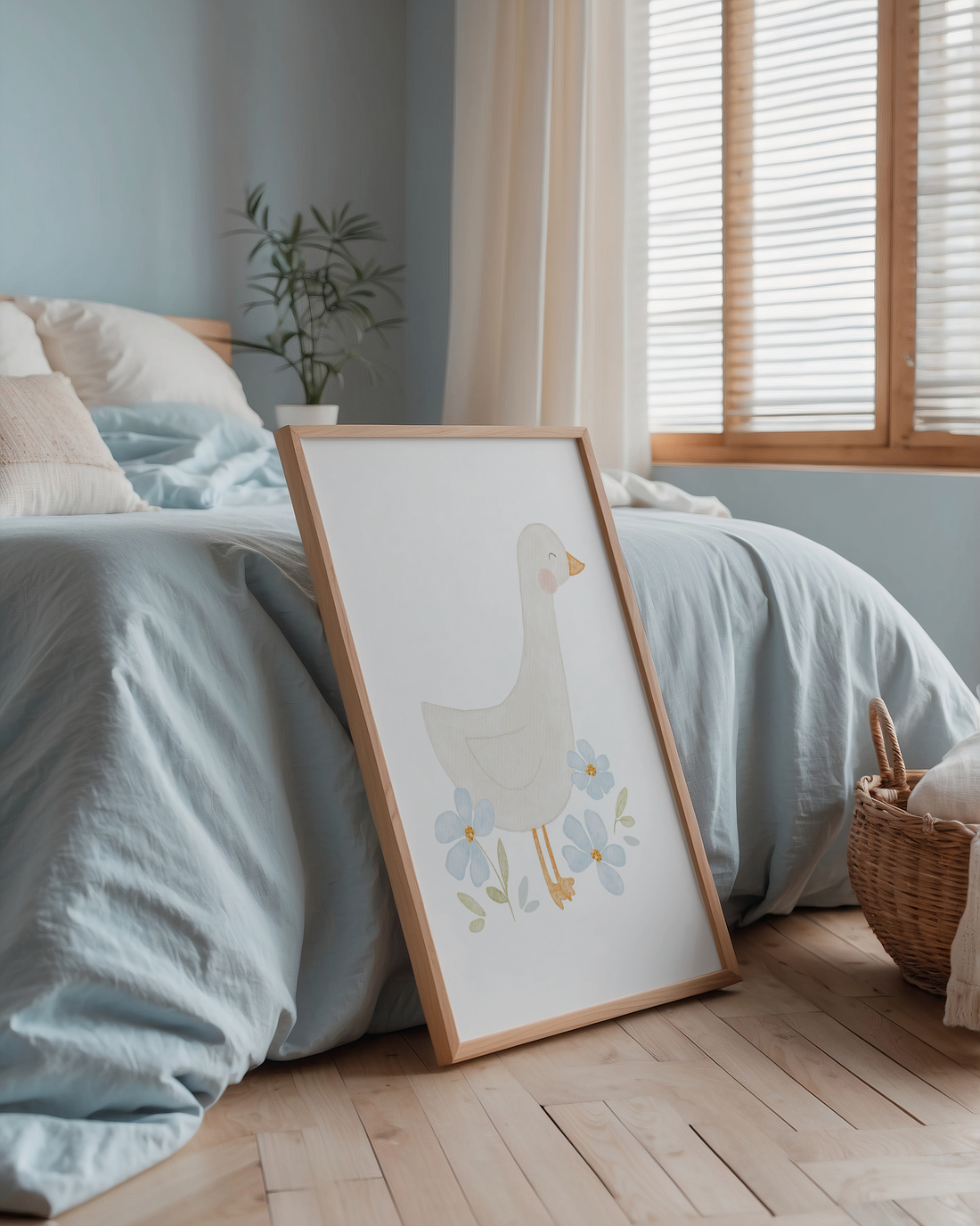 Kinderposter Gans Blumen