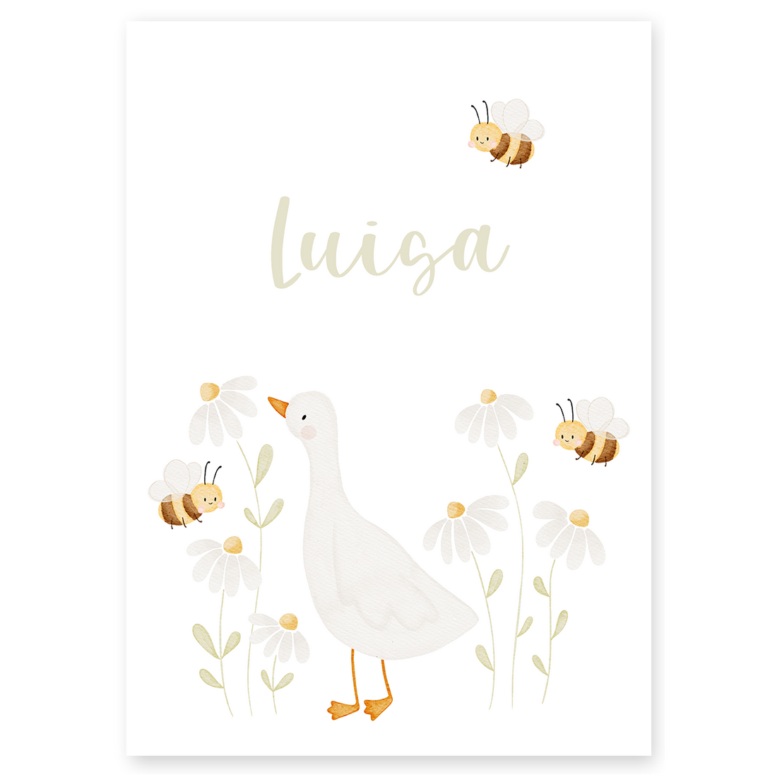 Kinderposter Name Gans & Bienen