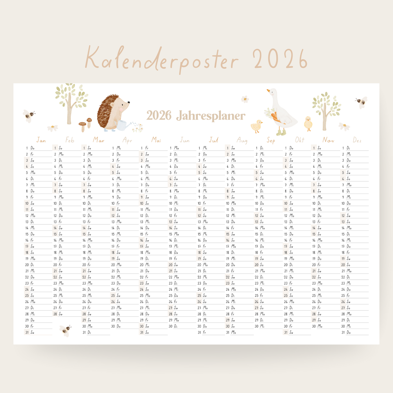 Kalenderposter 2026 Gans &amp; Igel