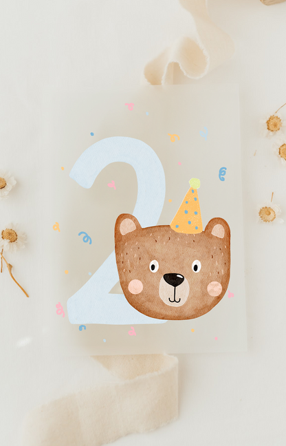 Hej Hanni Bügelbild Geburtstag Zahl Bär