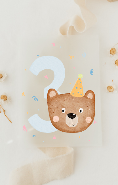 Hej Hanni Bügelbild Geburtstag Zahl Bär