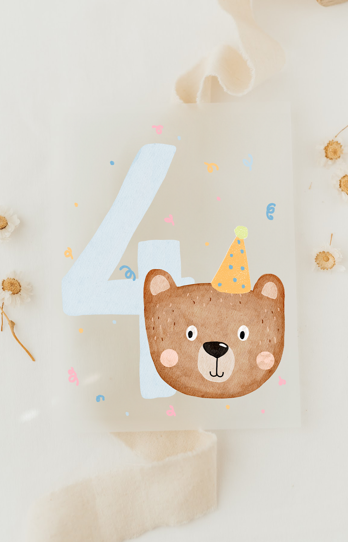 Hej Hanni Bügelbild Geburtstag Zahl Bär