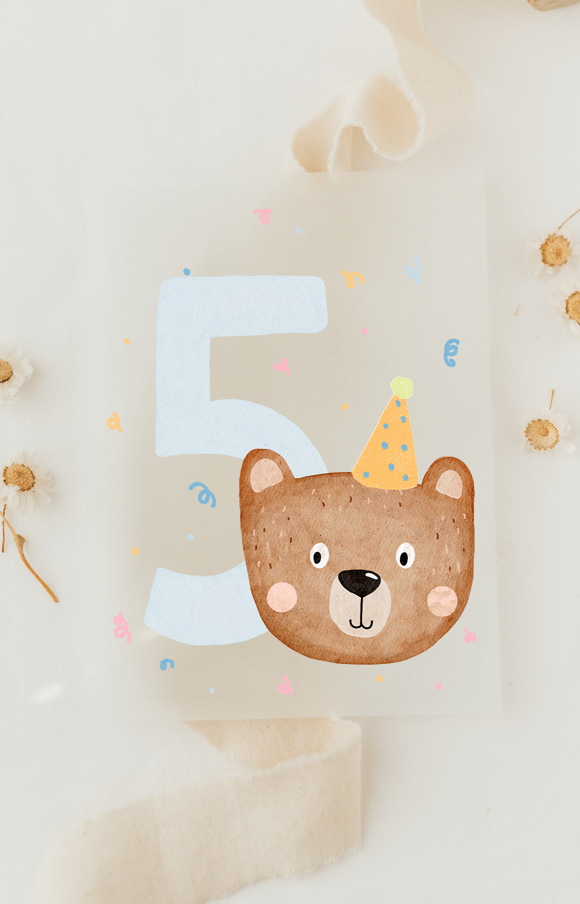 Hej Hanni Bügelbild Geburtstag Zahl Bär