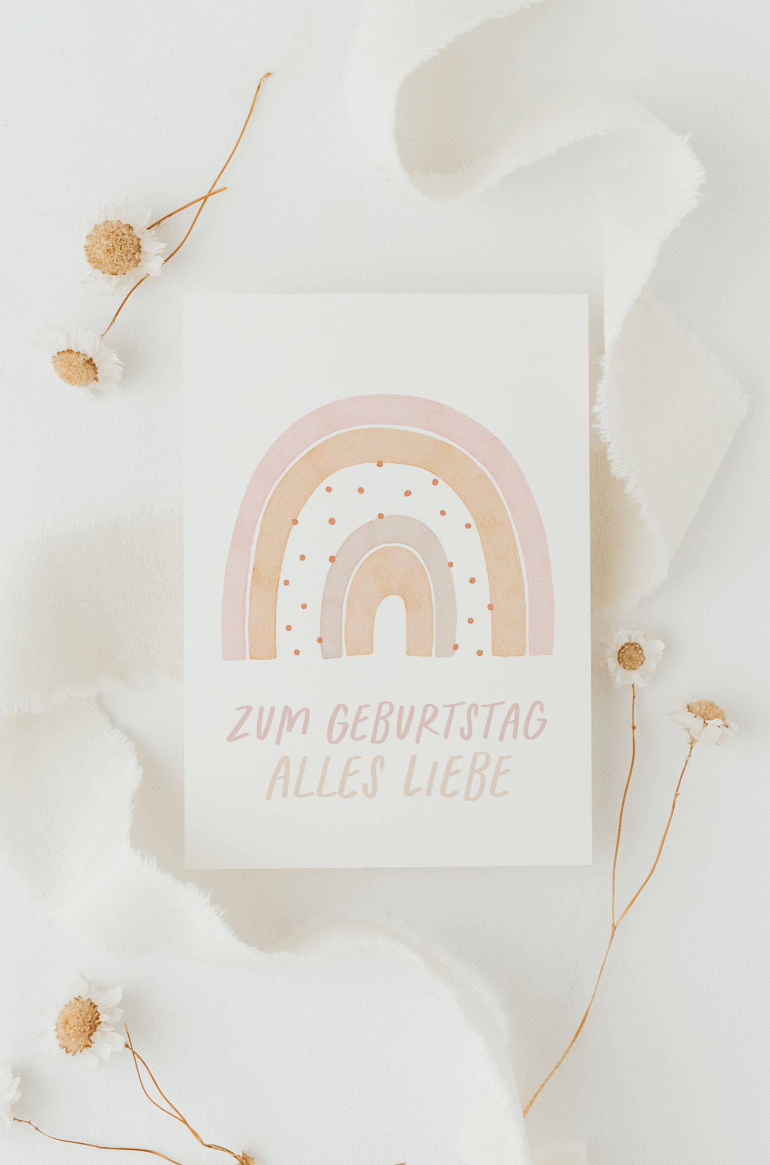 Hej Hanni Postkarte Geburtstag Regenbogen rosa