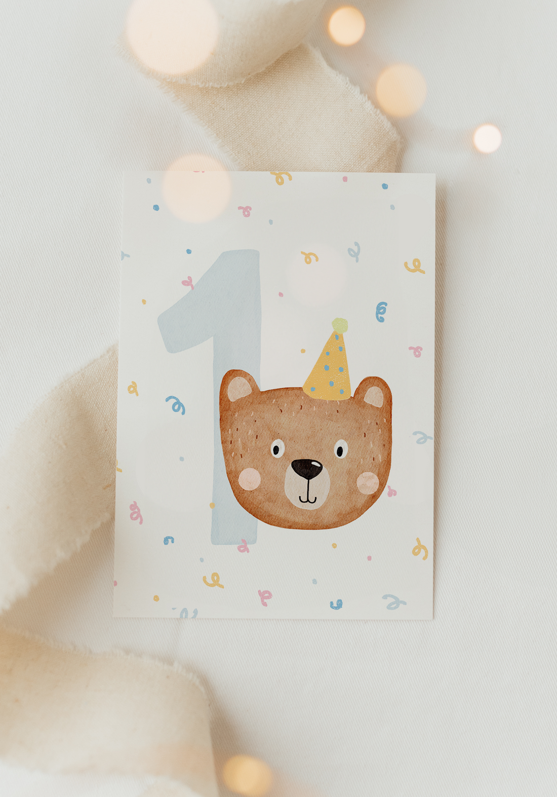 Hej Hanni Postkarte Geburtstag Bär Konfetti Zahl