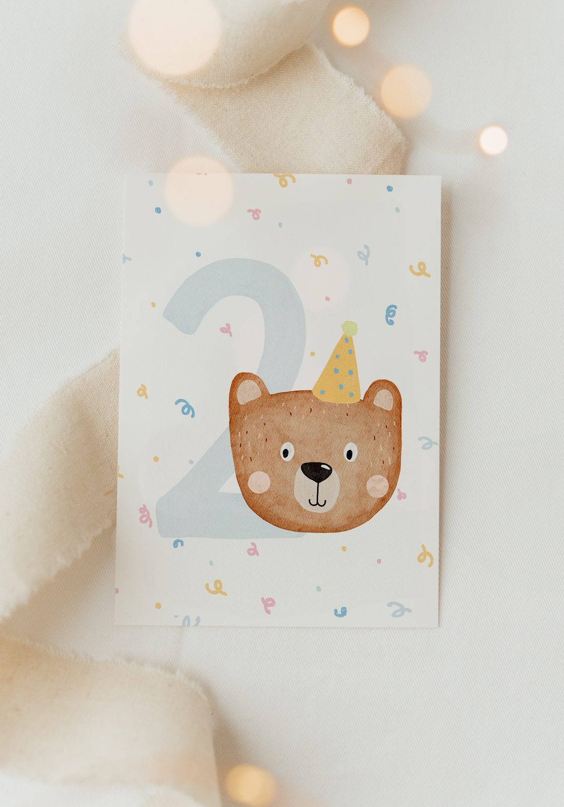 Hej Hanni Postkarte Geburtstag Bär Konfetti Zahl