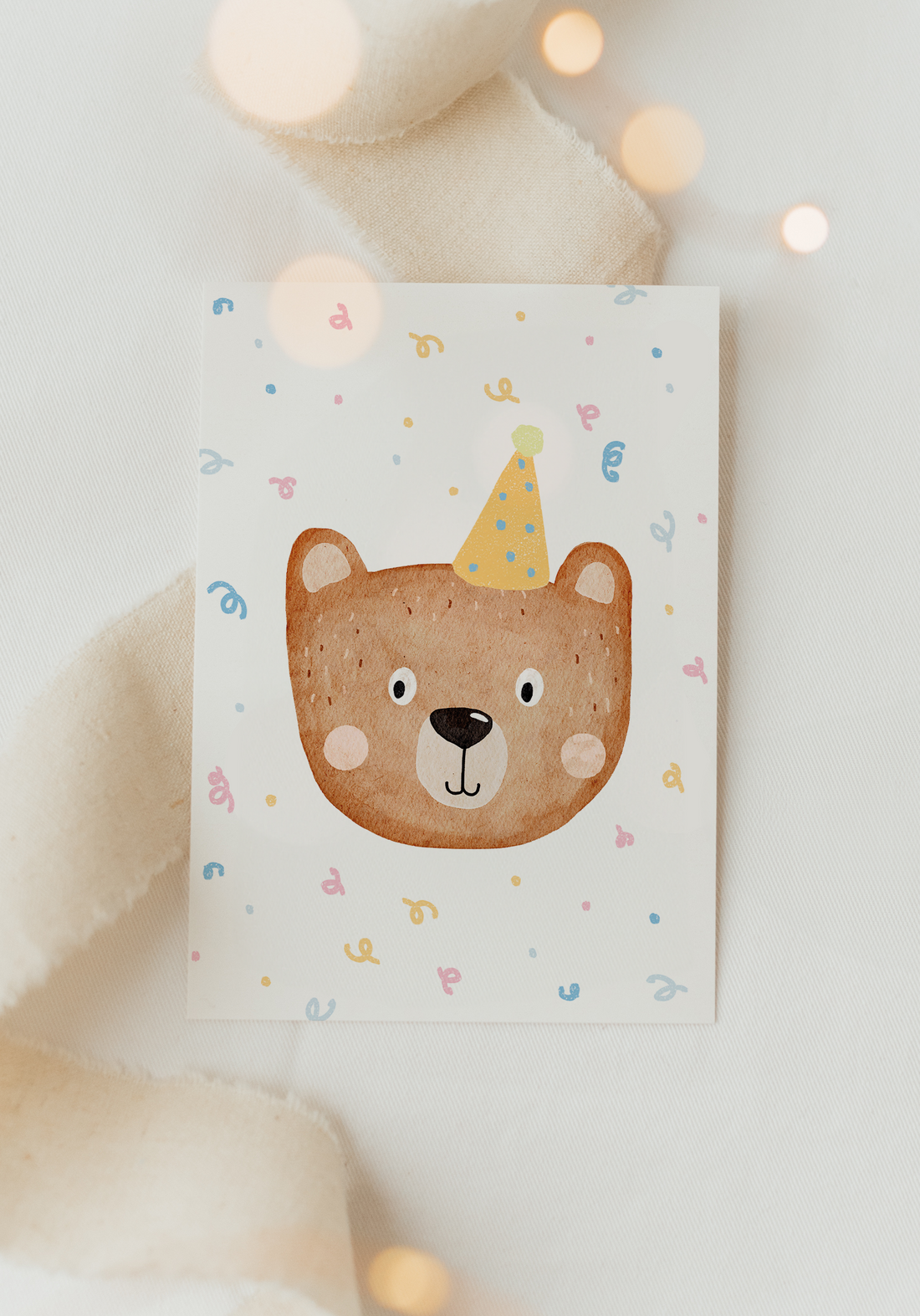 Hej Hanni Postkarte Geburtstag Bär Konfetti