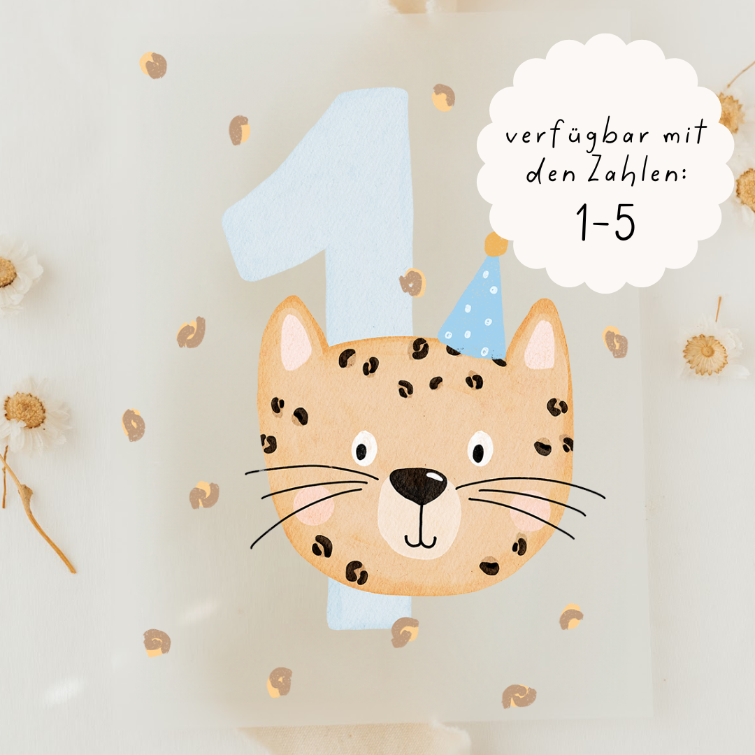 Hej Hanni Bügelbild Geburtstag Zahl Leopard