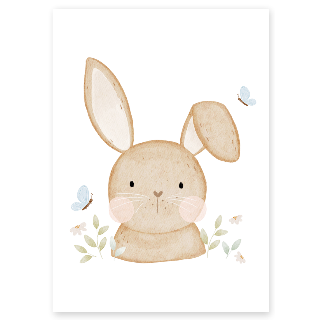 Kinderposter Hase und Schmetterlinge