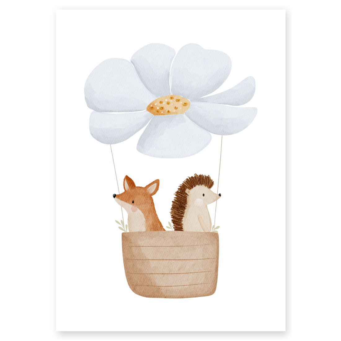 Kinderposter Heißluftballon blaue Blume