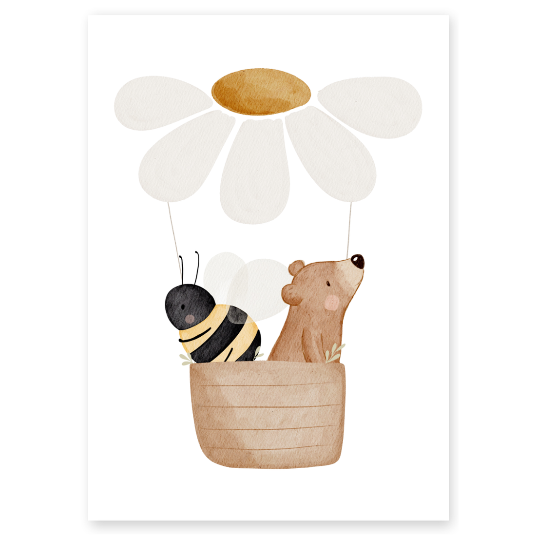 Kinderposter Heißluftballon Gänseblümchen