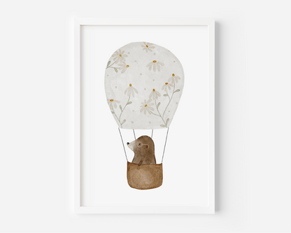 Kinderposter Heißluftballon Maulwurf