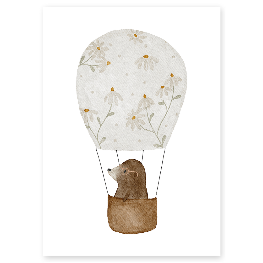 Kinderposter Heißluftballon Maulwurf
