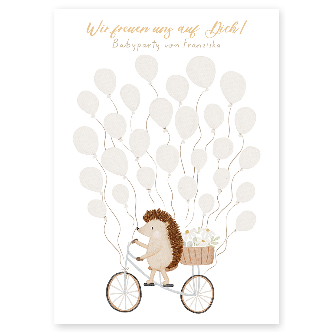 Gästeposter Igel Fahrrad Ballons personalisierbar