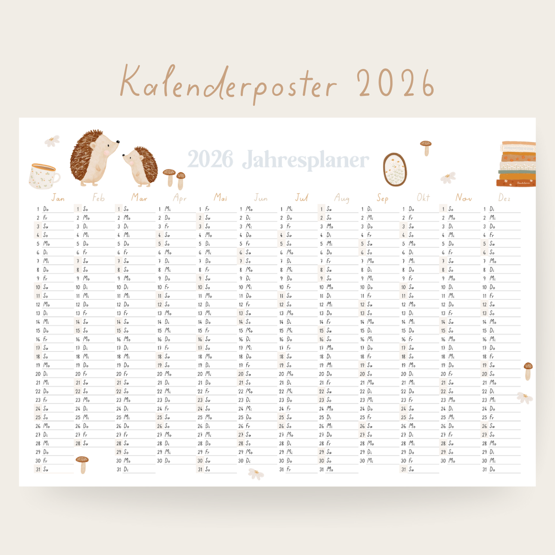 Kalenderposter 2026 Cosy Igel