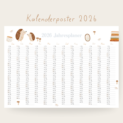 Kalenderposter 2026 Cosy Igel