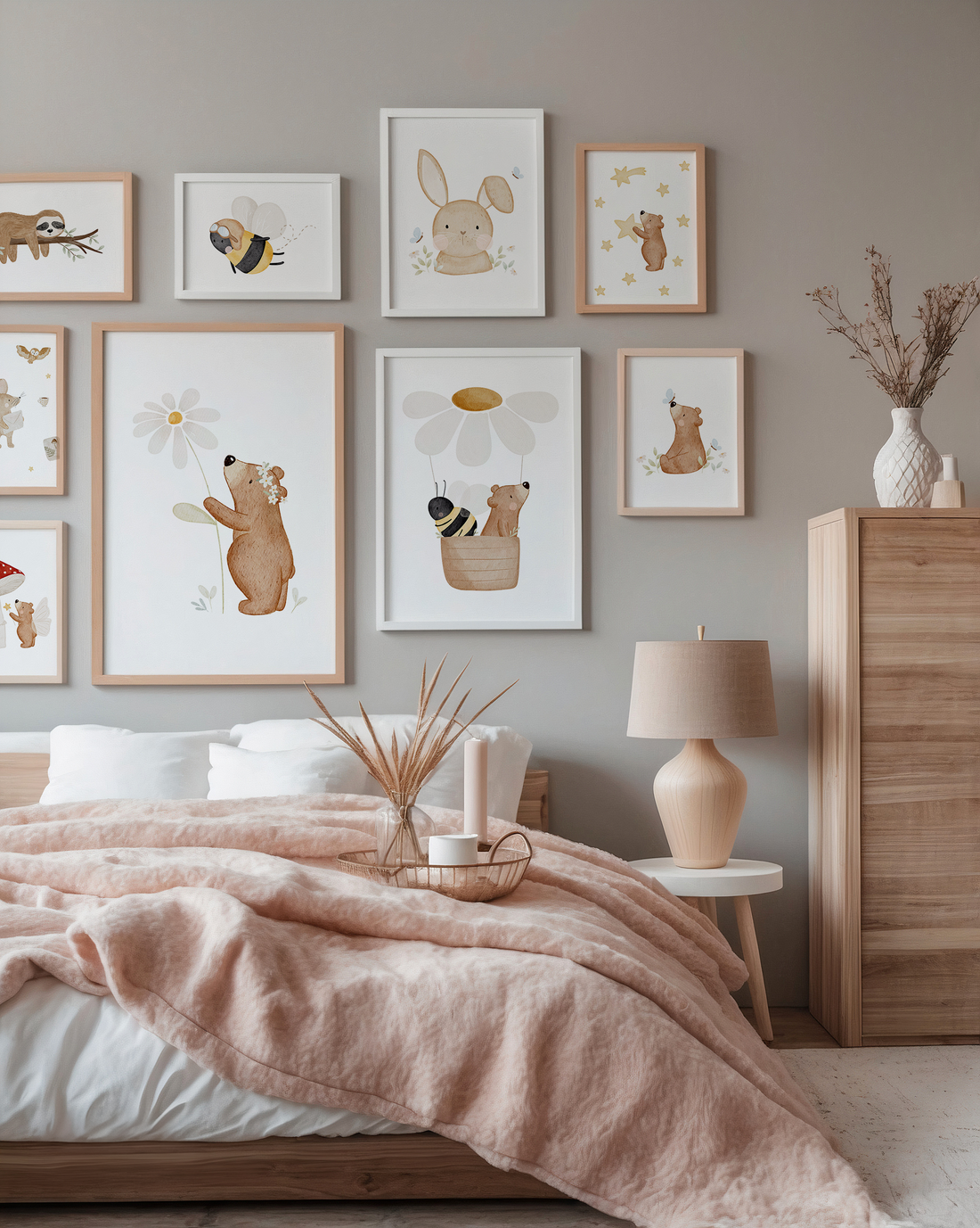 Kinderposter Kleiner Bär Blume inkl. Rahmen