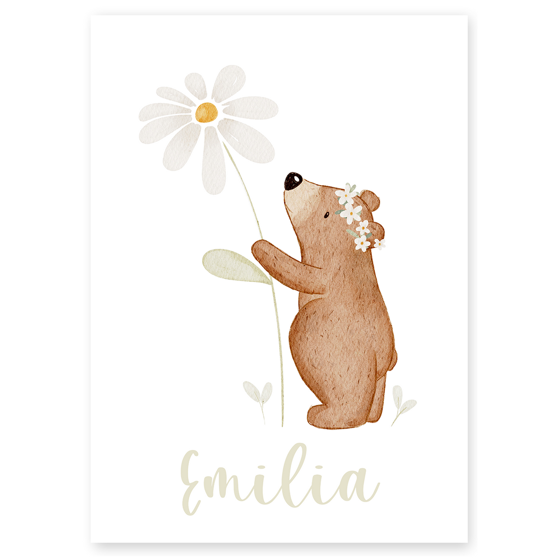 Kinderposter Name kleiner Bär Blume