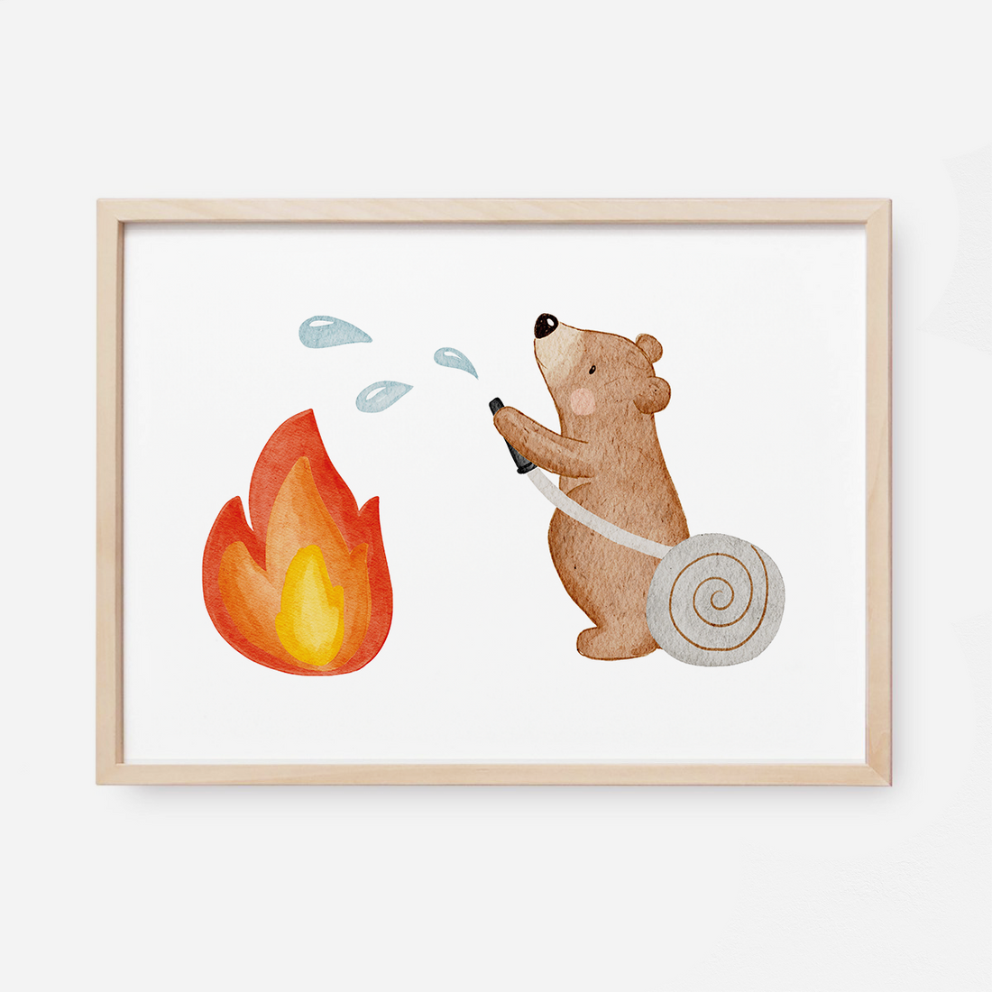 Kinderposter Kleiner Bär als Feuerwehrmann