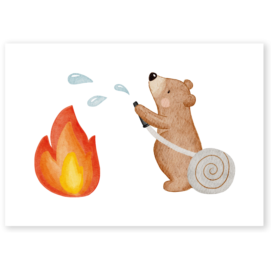 Kinderposter Kleiner Bär als Feuerwehrmann