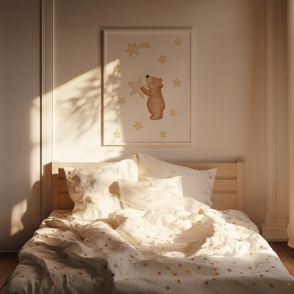 Kinderposter kleiner Bär mit Sternen