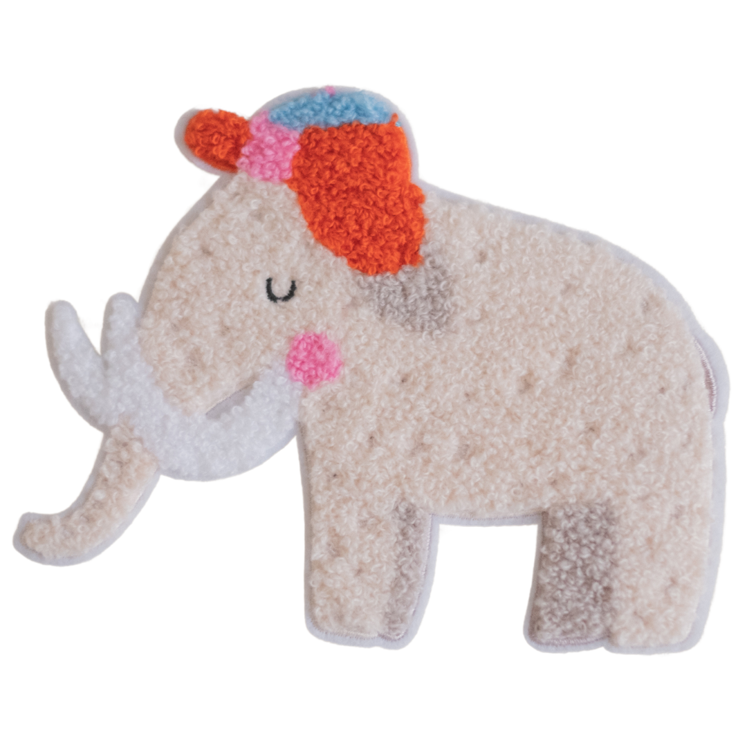 Hej Hanni Patch flauschig Mammut Chenillepatch 15cm breit