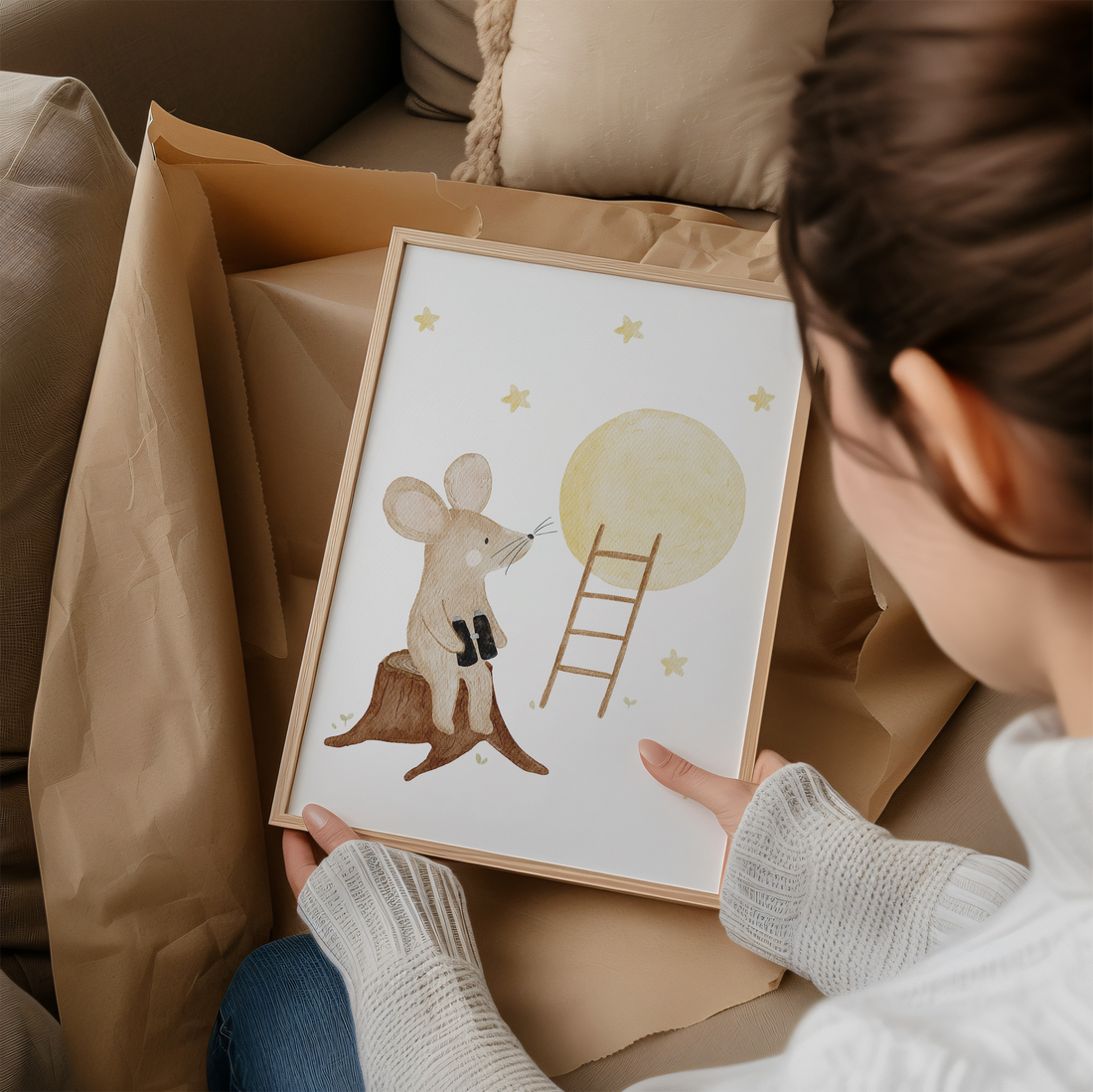 Kinderposter Maus Mond